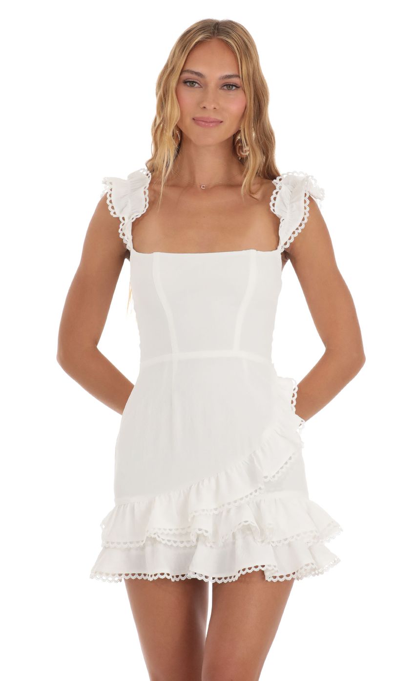 Picture Ruffle Dress in White. Source: https://media-img.lucyinthesky.com/data/Jun23/850xAUTO/ca764c94-50f3-4b26-88dc-5c8369586f2c.jpg