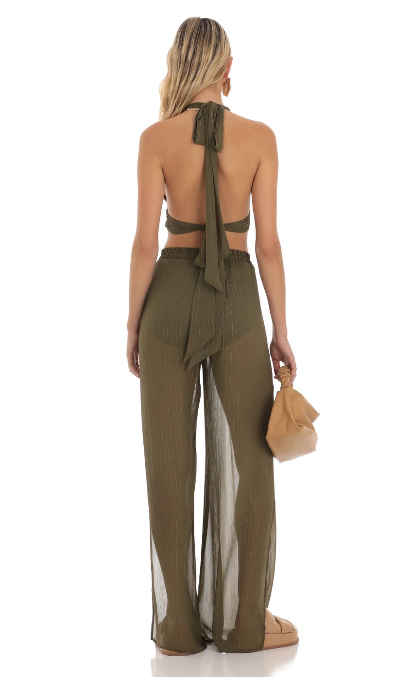 Picture Gold Striped Three Piece Set in Olive Green. Source: https://media-img.lucyinthesky.com/data/Jun23/850xAUTO/ce703b53-91f9-49e2-8413-a5d81a392ad1.jpg