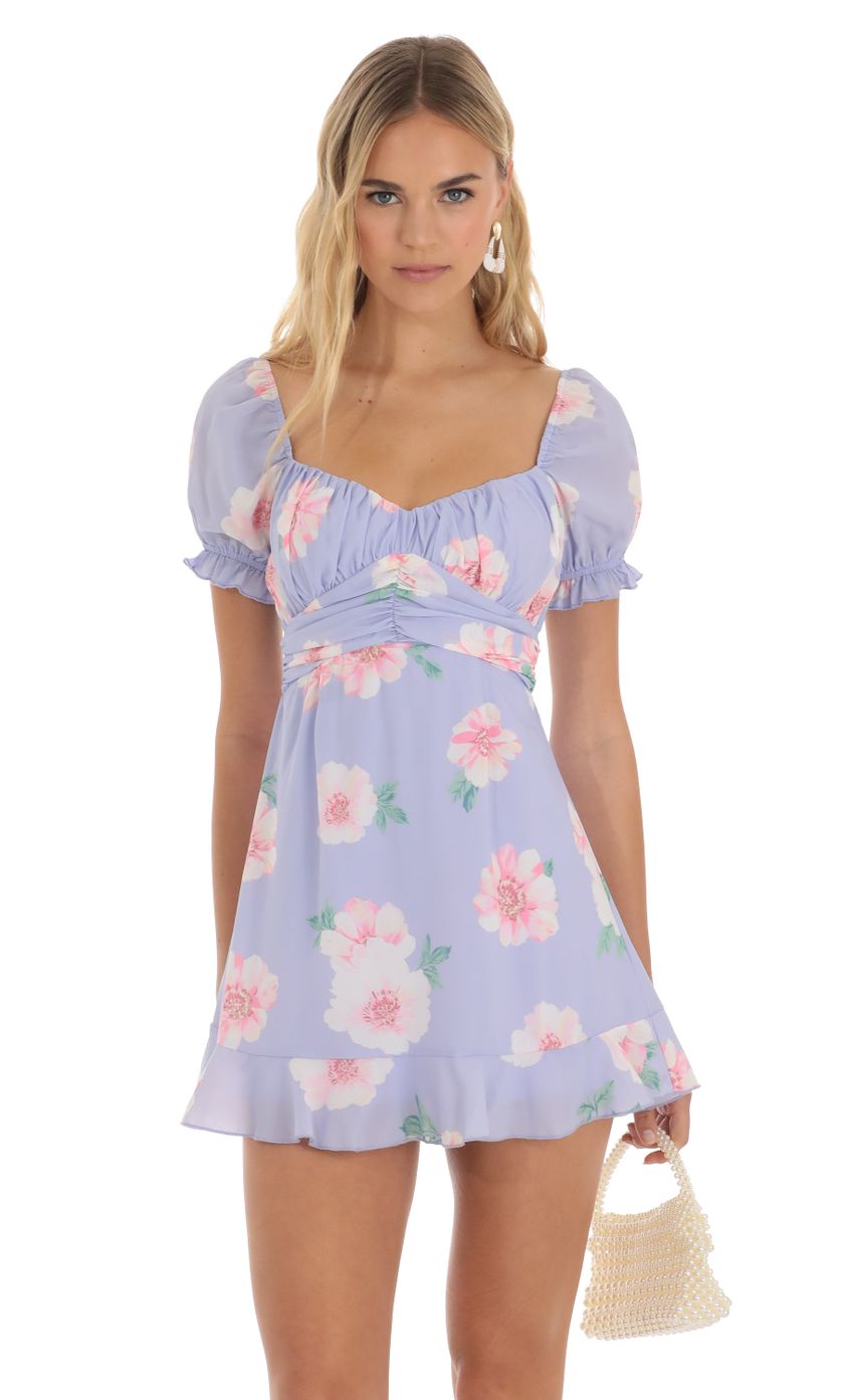 Picture Floral Fit and Flare Dress in Purple. Source: https://media-img.lucyinthesky.com/data/Jun23/850xAUTO/d286fee6-c4fe-4b3f-9b05-f0c82bbf9cab.jpg