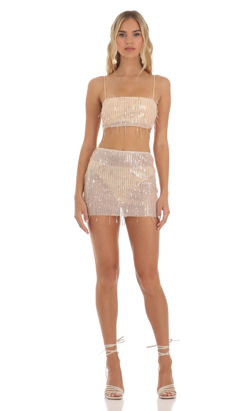 Picture Sequin Fringe Three Piece Set in Rose Gold. Source: https://media-img.lucyinthesky.com/data/Jun23/850xAUTO/df0fae51-e23b-490e-b218-0750031fe0a2.jpg