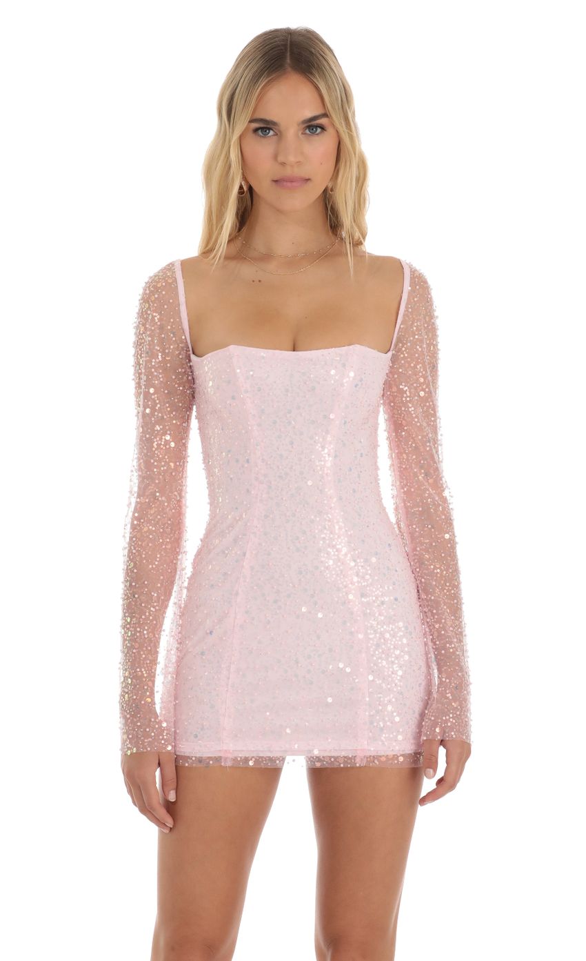 Picture Sequin Corset Dress in Pink. Source: https://media-img.lucyinthesky.com/data/Jun23/850xAUTO/df890185-b6c1-4267-8352-fa782fccae40.jpg