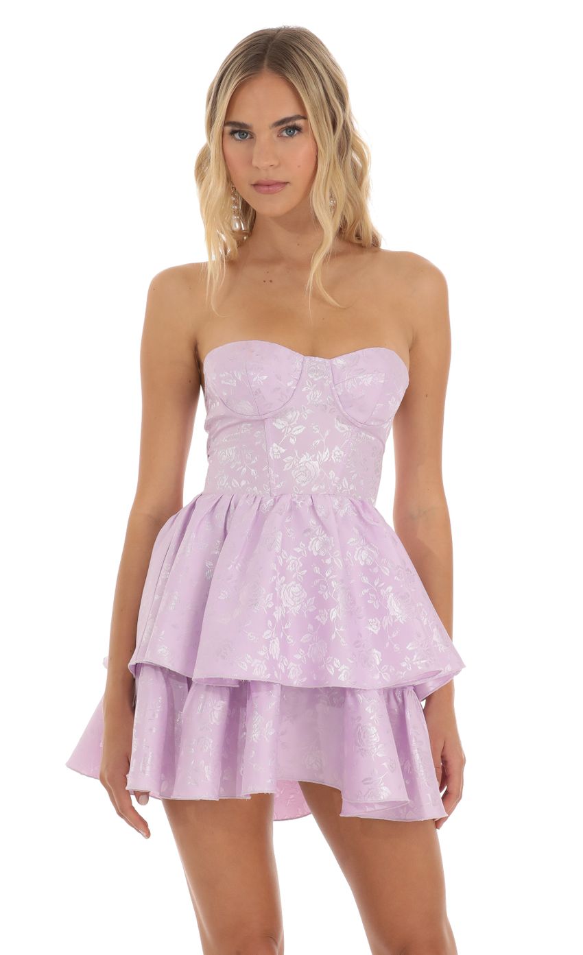 Picture Jacquard Corset Mini Dress in Lilac. Source: https://media-img.lucyinthesky.com/data/Jun23/850xAUTO/f1f26c65-2000-4f25-ba7c-d2124c8e6215.jpg