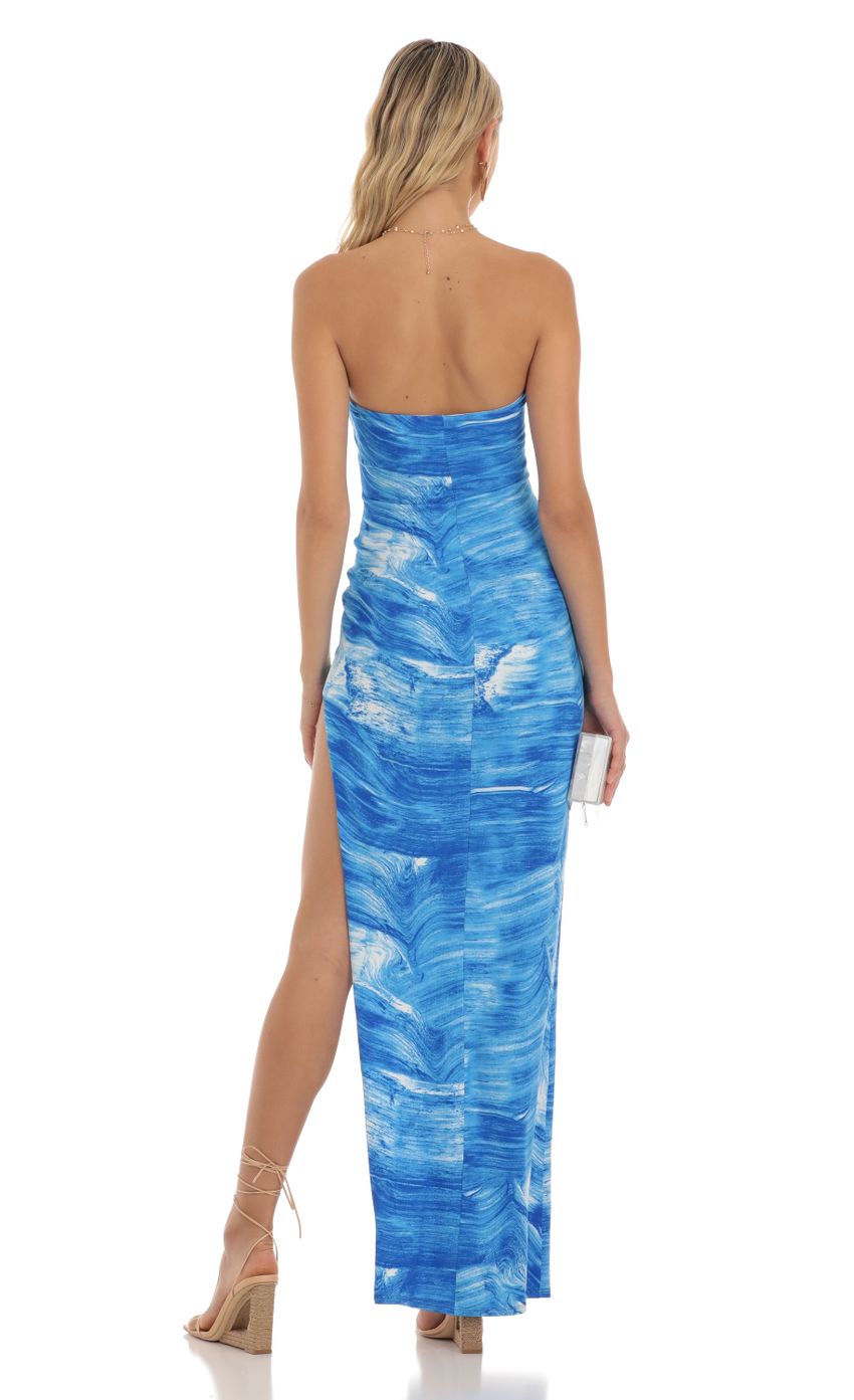 Picture Strapless Maxi Dress in Blue Swirl. Source: https://media-img.lucyinthesky.com/data/Jun23/850xAUTO/f5c6edfe-72f1-41c8-98ca-80931e74df11.jpg