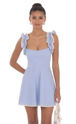 Picture Ruffle Strap A-line Dress in Powder Blue. Source: https://media-img.lucyinthesky.com/data/Jun24/150xAUTO/19425a3b-dbf2-4164-bfea-30db9dc9d2fa.jpg