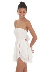 Picture Strapless Asymmetrical Dress in White. Source: https://media-img.lucyinthesky.com/data/Jun24/150xAUTO/f370a5ab-01d4-4917-b2b1-b7ea981497b1.jpg
