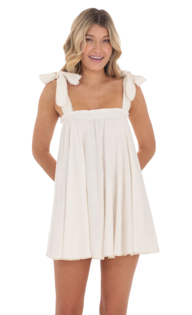 Linen Shift Dress in Cream | LUCY IN THE SKY Linen Shift Dress in Cream | LUCY IN THE SKY