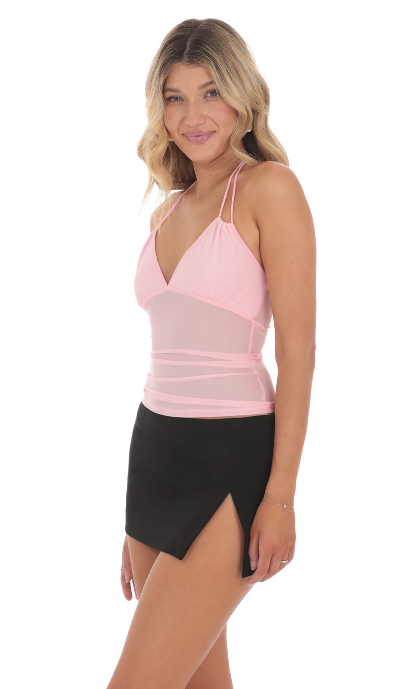 Picture Mesh Halter Top in Pink. Source: https://media-img.lucyinthesky.com/data/Jun24/850xAUTO/17e73bad-e672-407b-acd5-c3786f3c135e.jpg