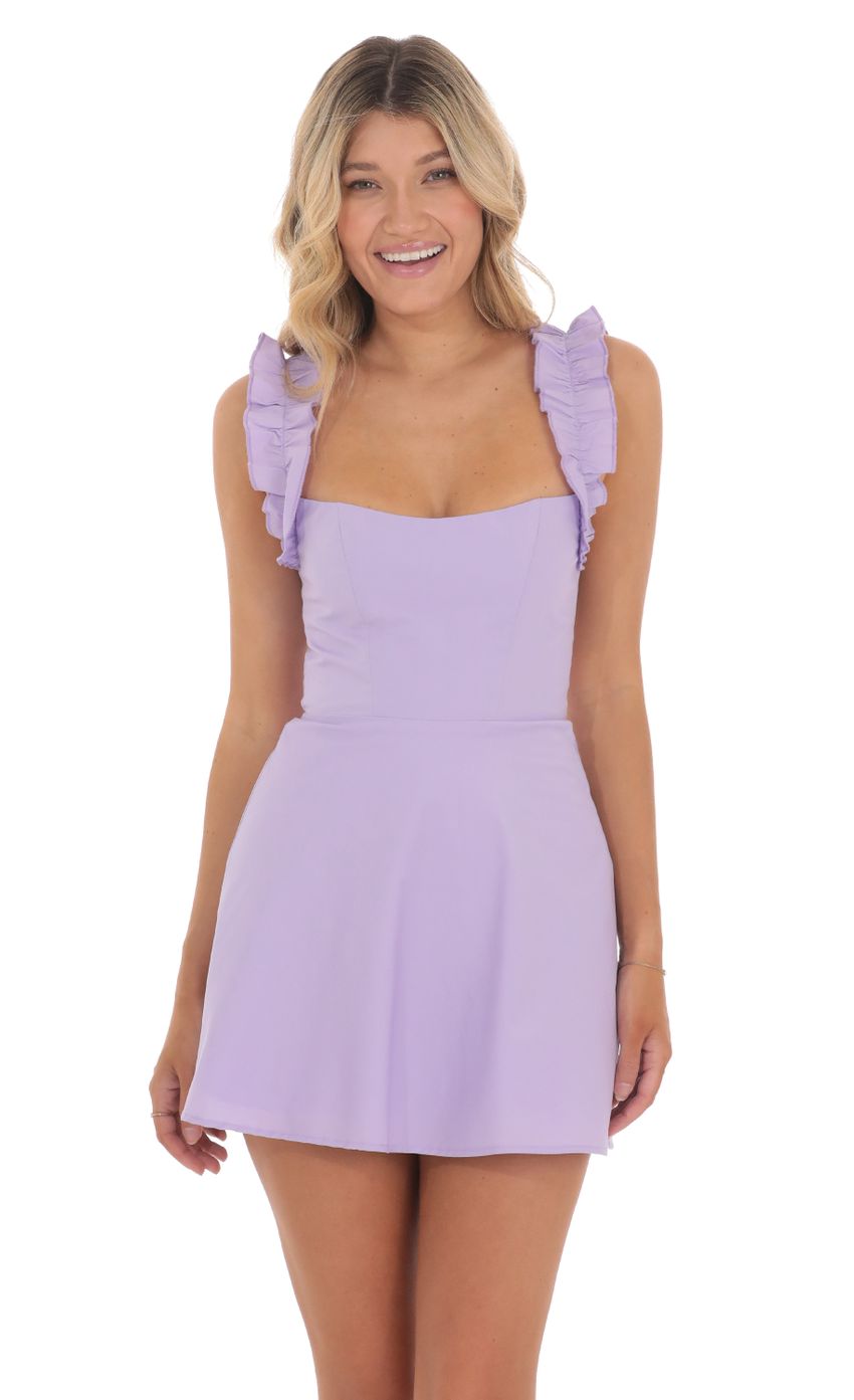Picture Ruffle Strap A-line Dress in Lavender. Source: https://media-img.lucyinthesky.com/data/Jun24/850xAUTO/50c31453-e45e-4ff9-9b06-e8af941c33ee.jpg