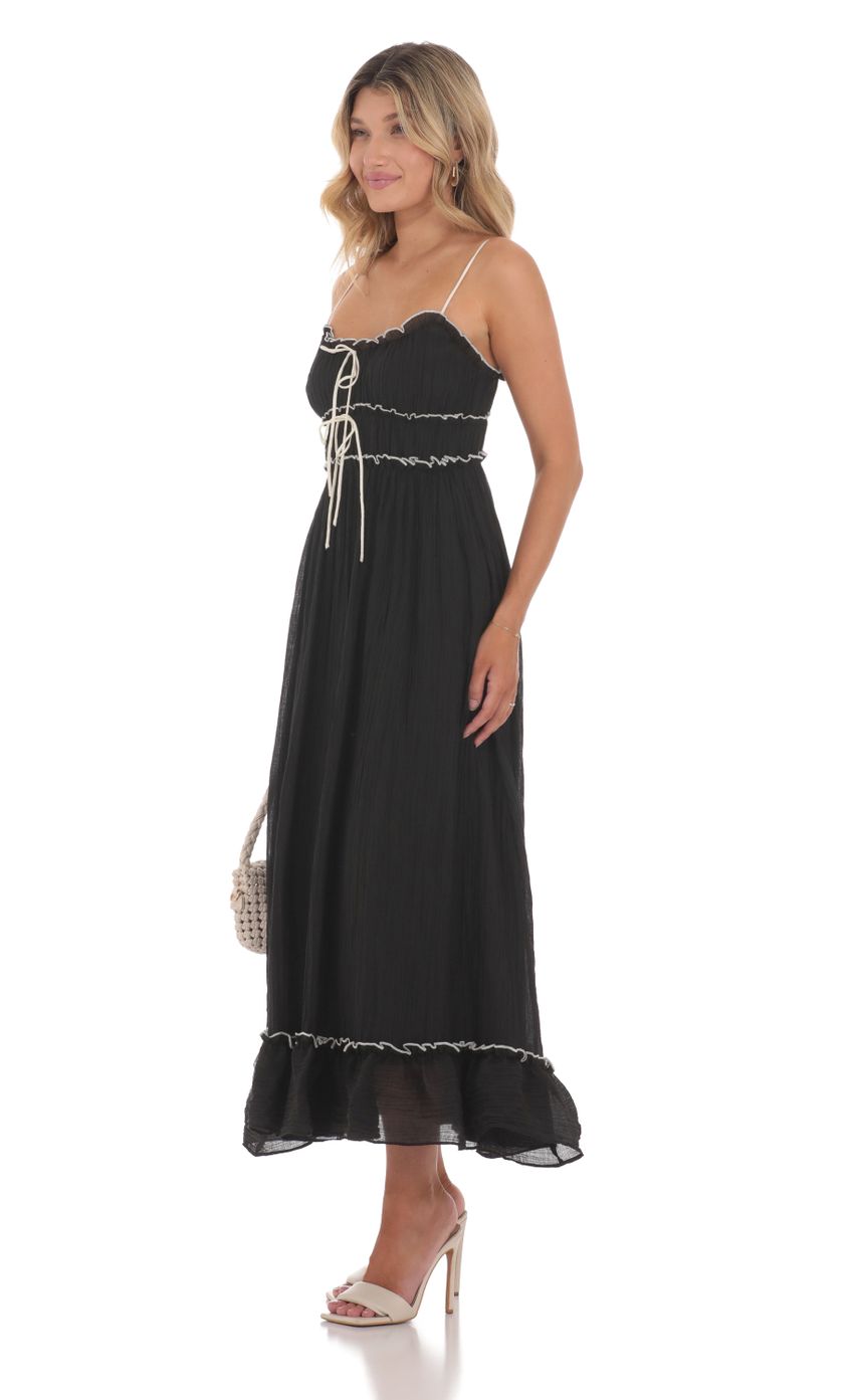 Picture Double Tie Flowy Maxi Dress in Black. Source: https://media-img.lucyinthesky.com/data/Jun24/850xAUTO/6363bf3f-97f0-4bd7-b6ba-a859a4d01710.jpg