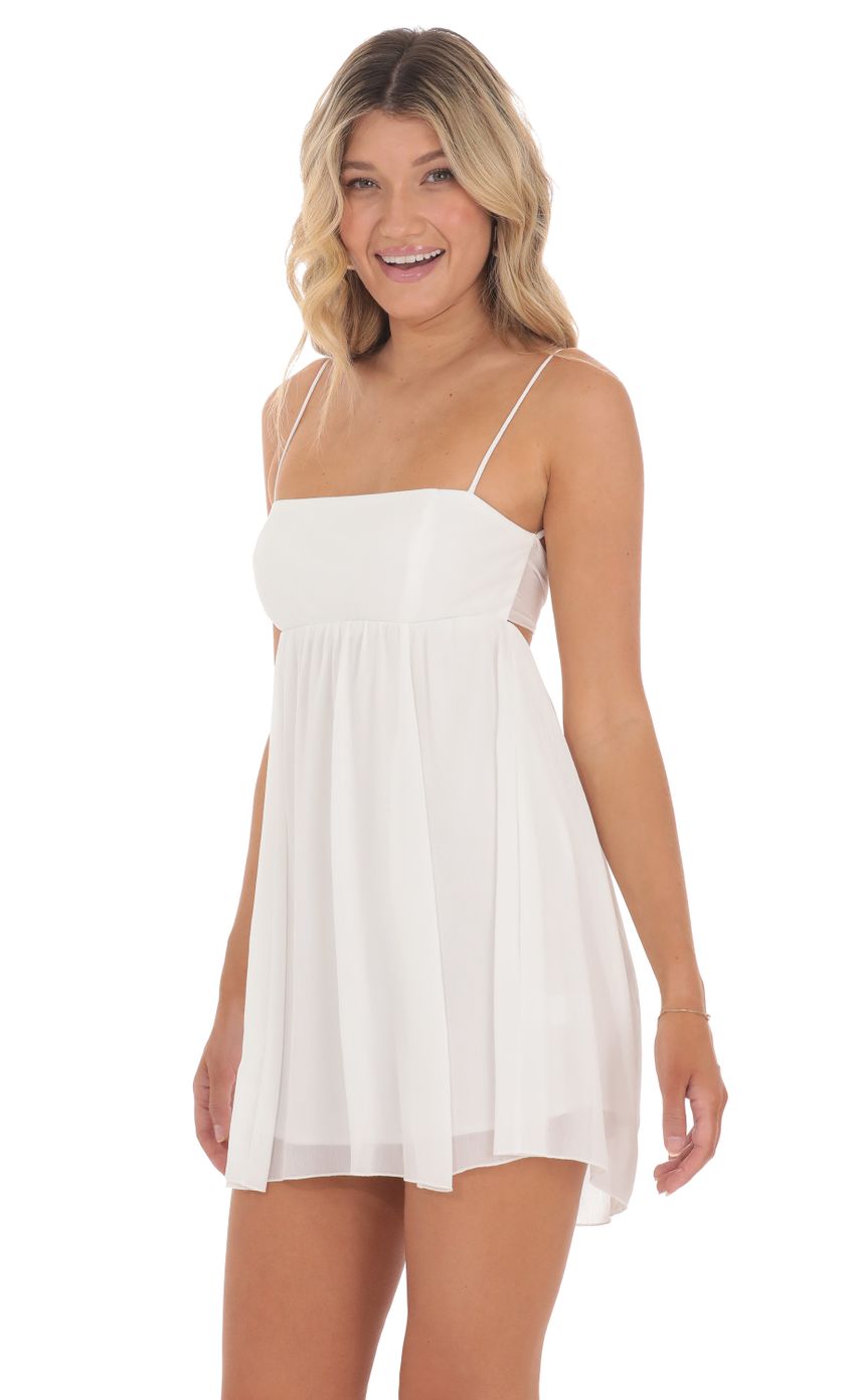Picture Chiffon Babydoll Dress in White. Source: https://media-img.lucyinthesky.com/data/Jun24/850xAUTO/c3ccaf8d-516c-4821-aabb-58edbb9b9edb.jpg