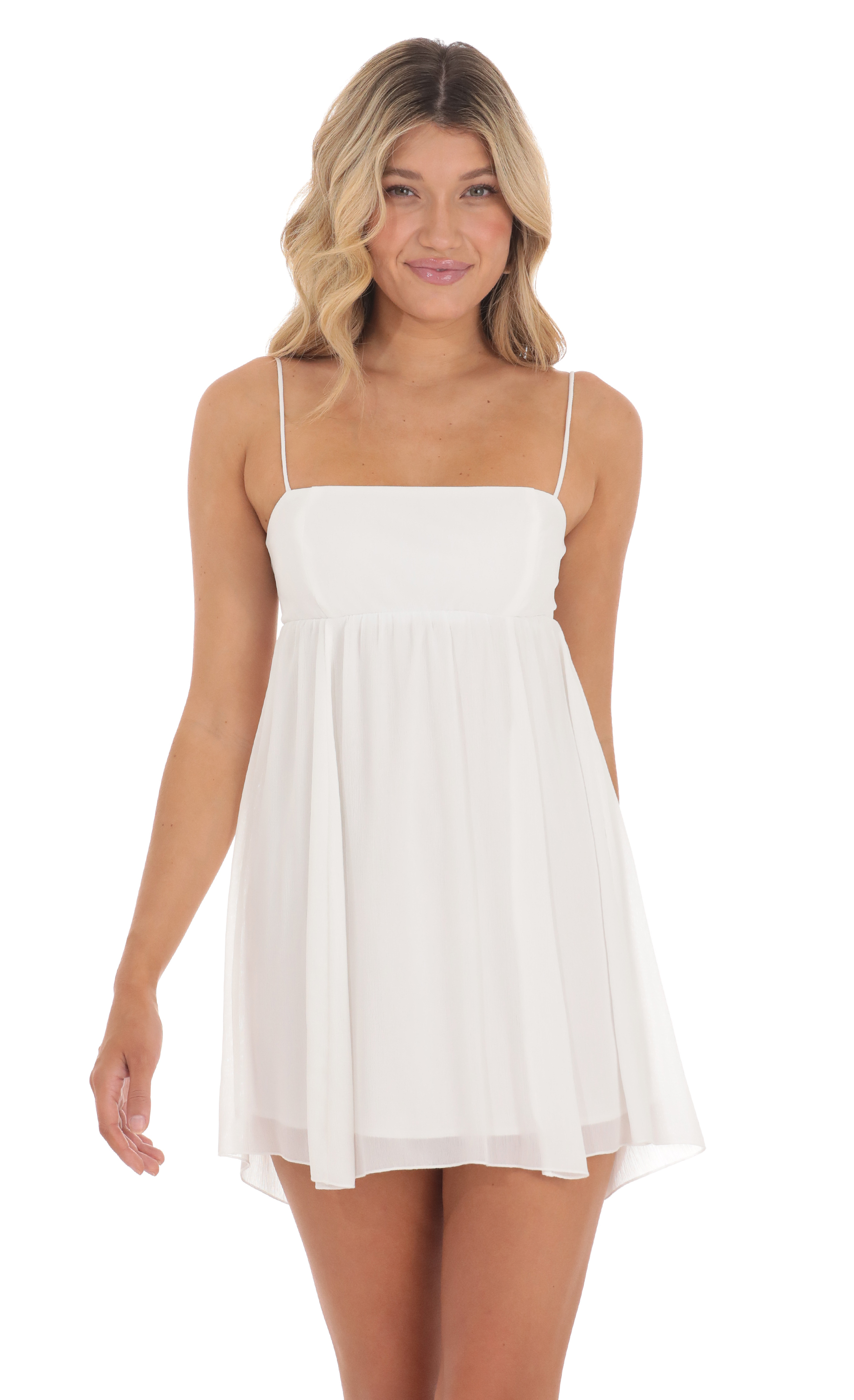 Chiffon Babydoll Dress in White