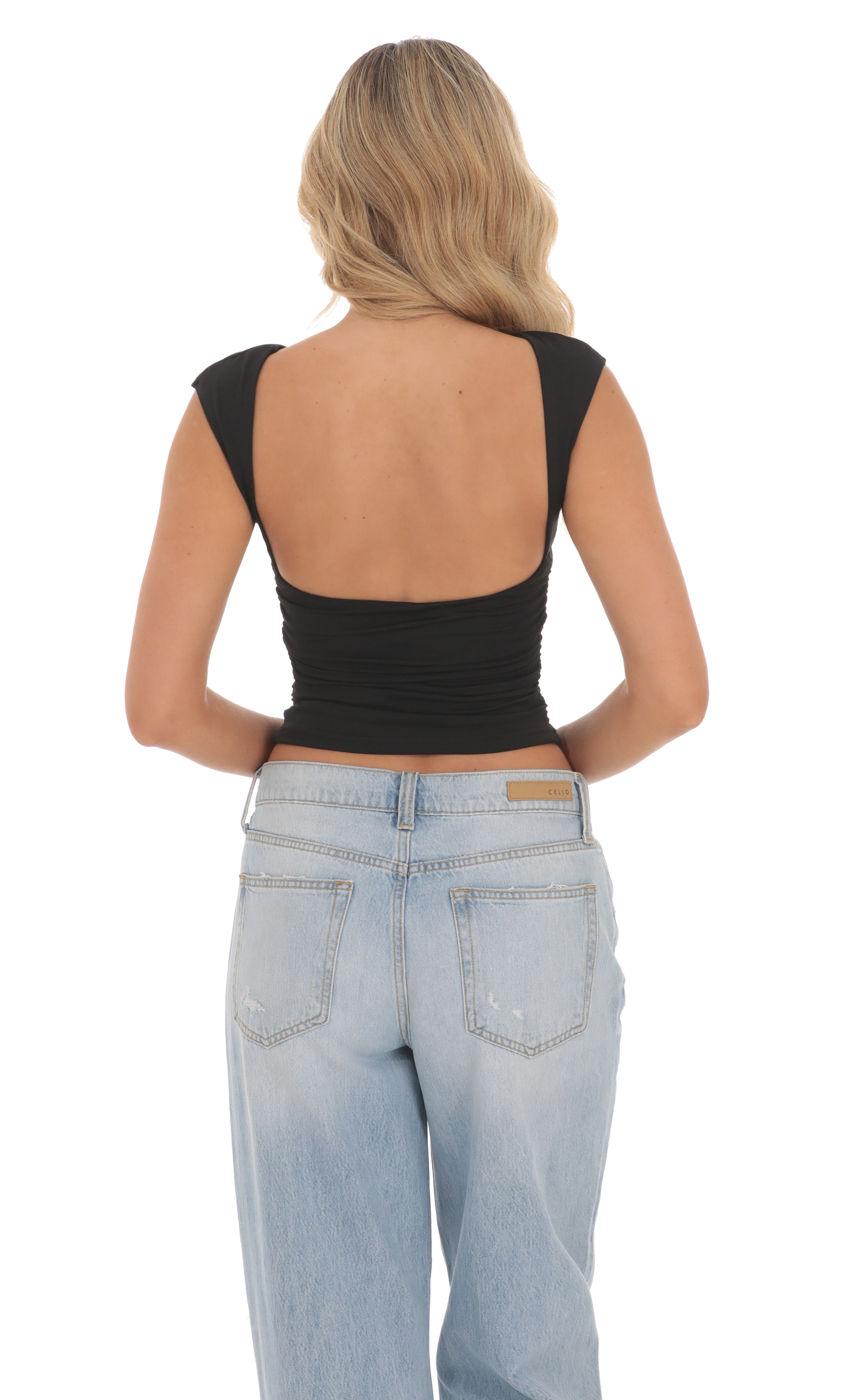 Open Back Top in Blacl