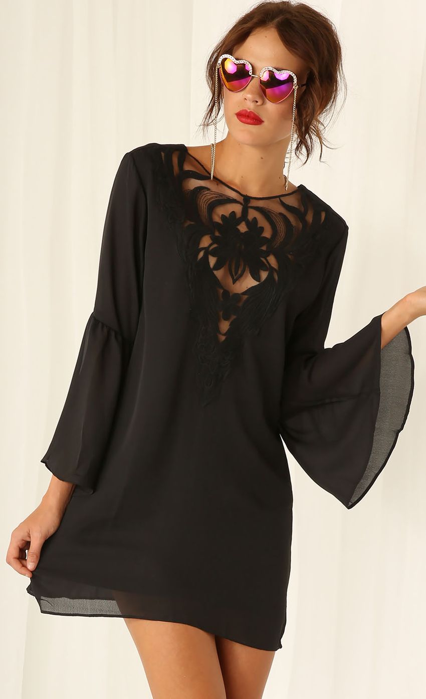 Picture Floaty Black Dress With Batwing Sleeves. Source: https://media-img.lucyinthesky.com/data/Mar15_1/850xAUTO/0Y5A2126LIGHTEN.JPG
