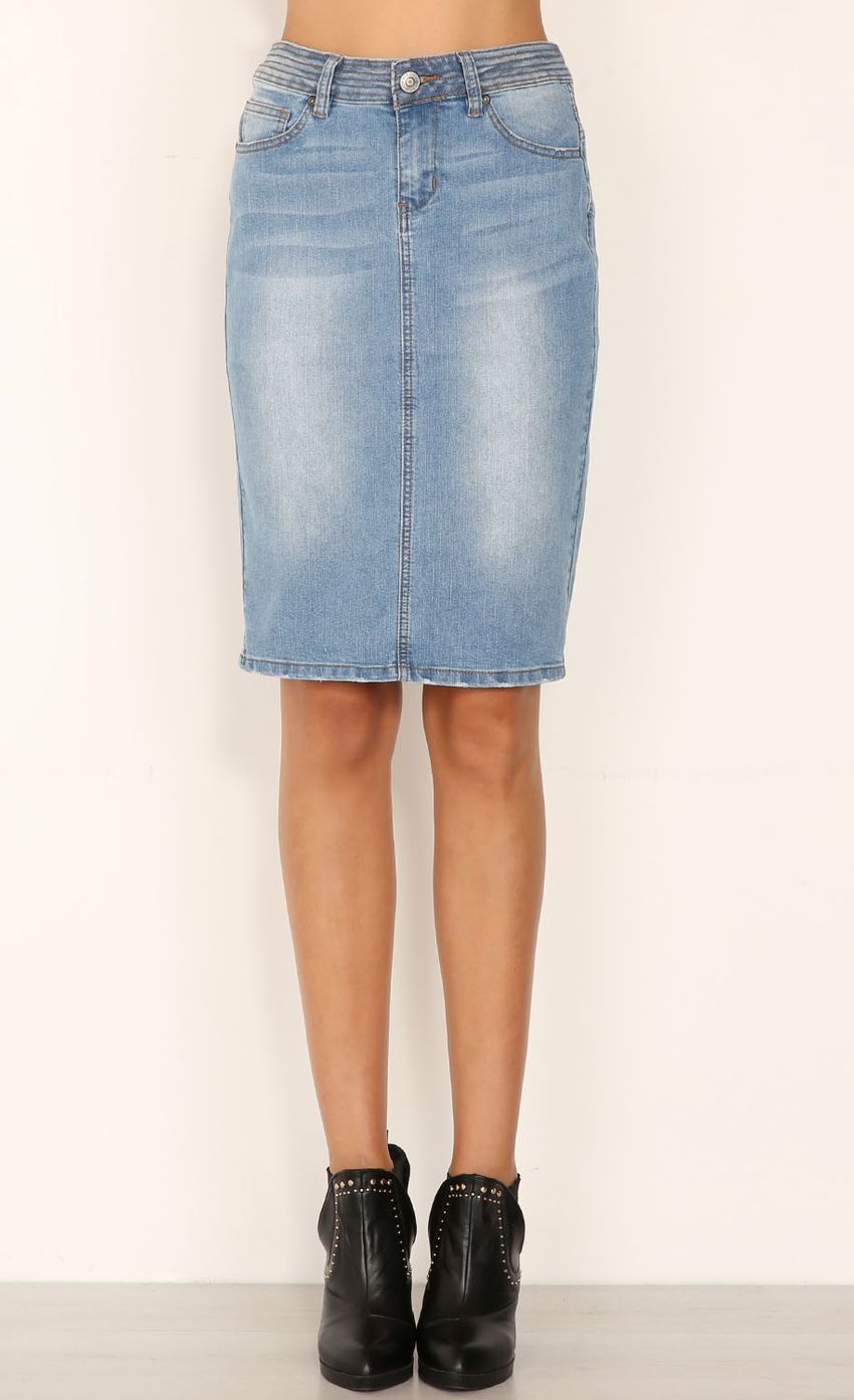 Light Denim Midi Skirt | LUCY IN THE SKY