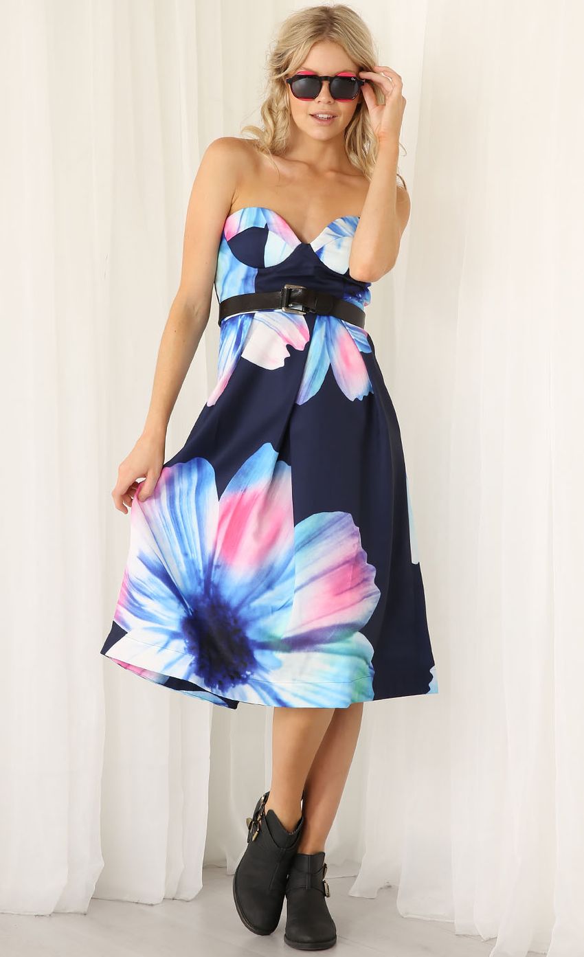 Picture Strapless Floral Pleat Midi Dress. Source: https://media-img.lucyinthesky.com/data/Mar15_2/850xAUTO/0Y5A51901.JPG