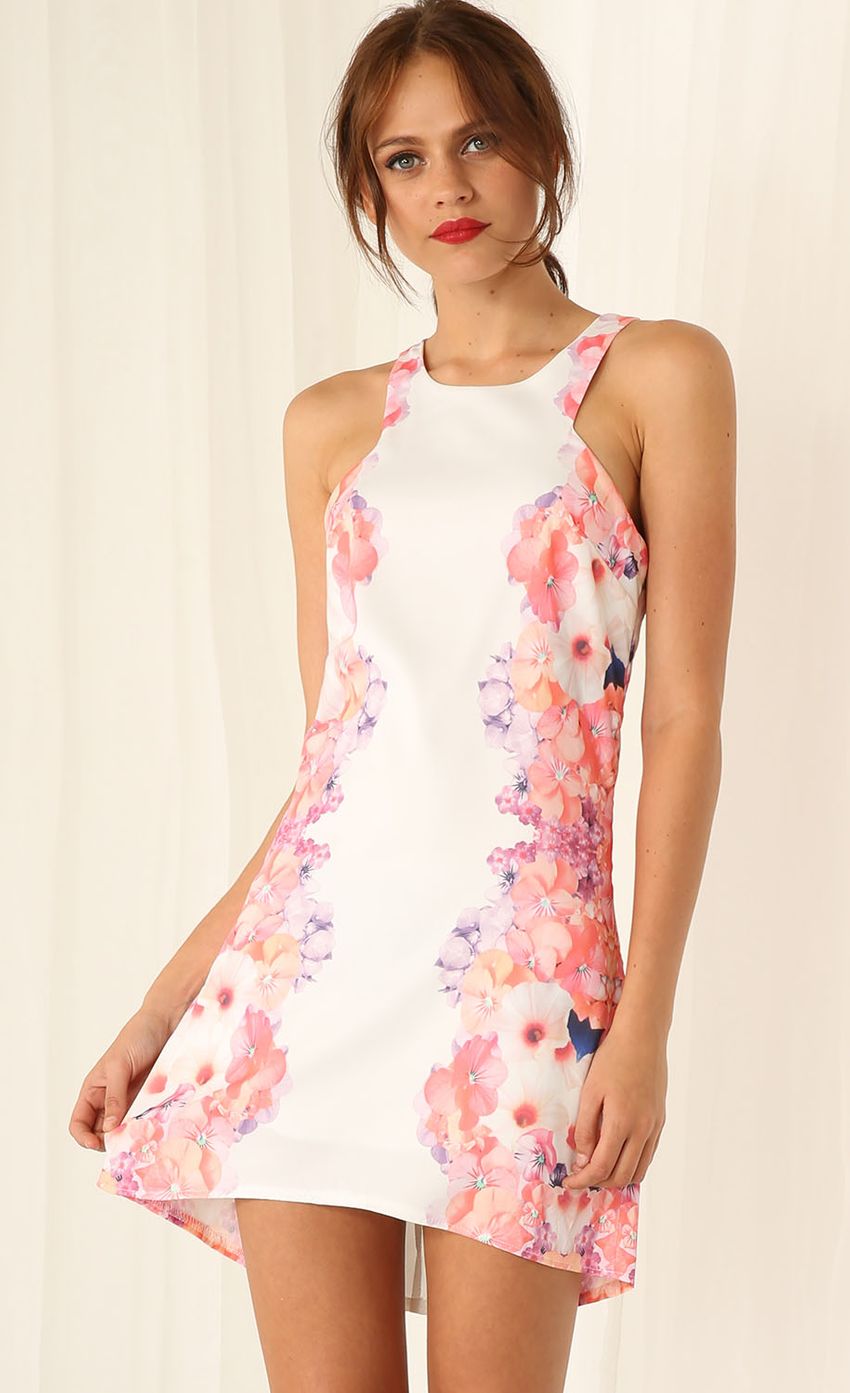 Picture Floral Print Dress with High Neckline. Source: https://media-img.lucyinthesky.com/data/Mar15_2/850xAUTO/0Y5A5860CLEAN.JPG