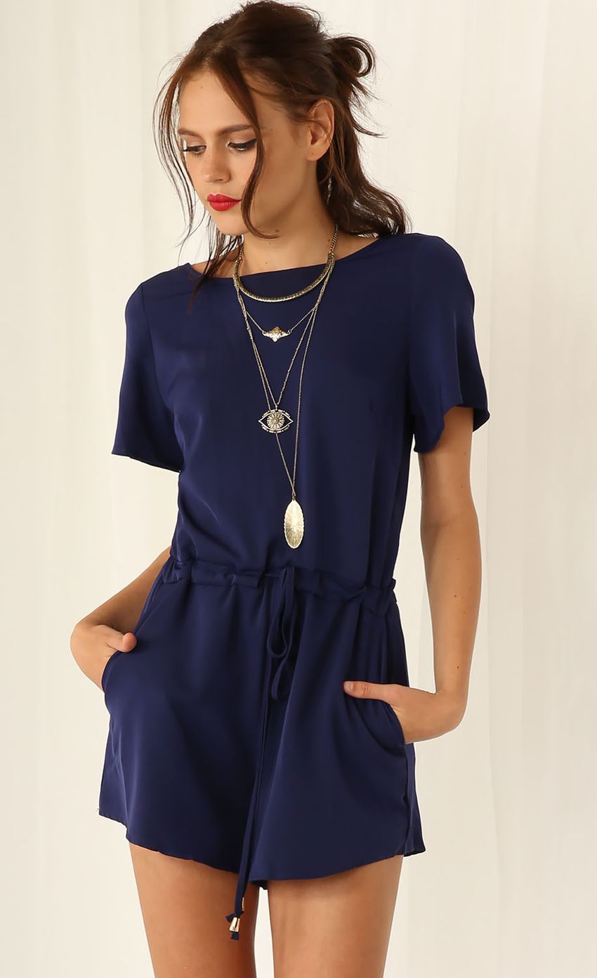 Picture Navy Blue Playsuit With Open Back. Source: https://media-img.lucyinthesky.com/data/Mar15_2/850xAUTO/0Y5A6484.JPG