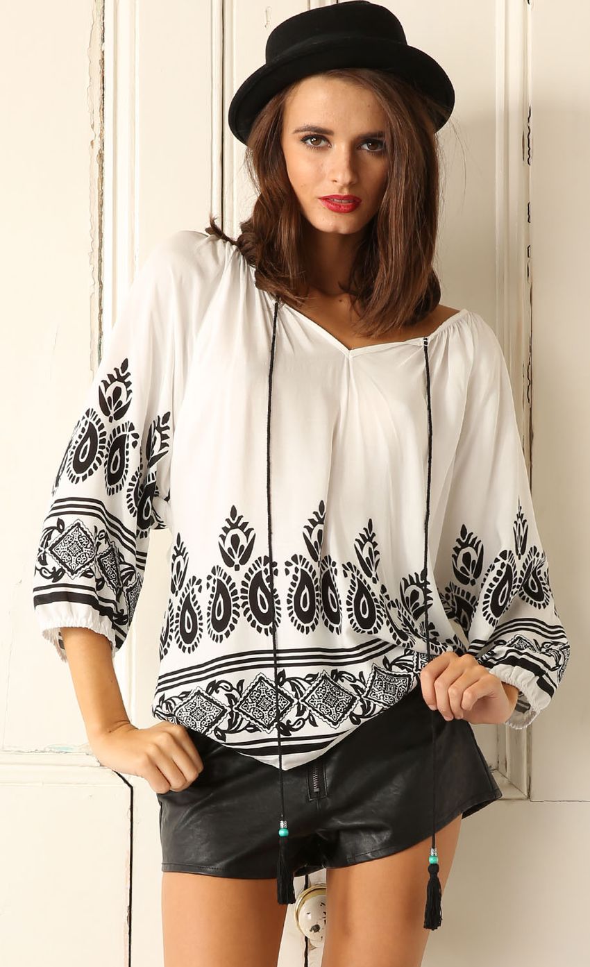 Picture White Bohemian Print Top. Source: https://media-img.lucyinthesky.com/data/Mar15_2/850xAUTO/0Y5A8302.JPG