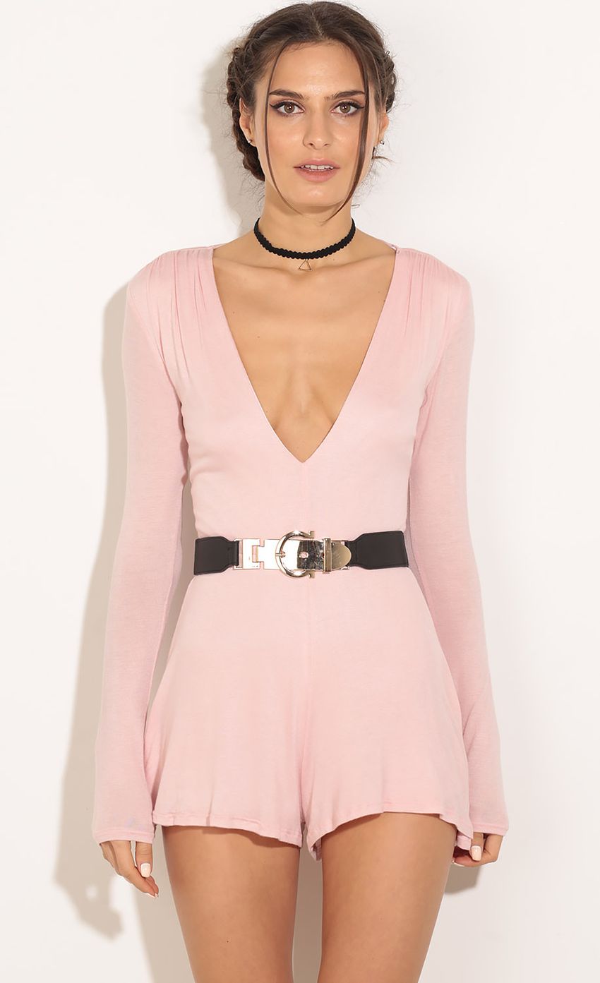 Picture Plunge Romper In Pink. Source: https://media-img.lucyinthesky.com/data/Mar16_1/850xAUTO/0Y5A02511.JPG