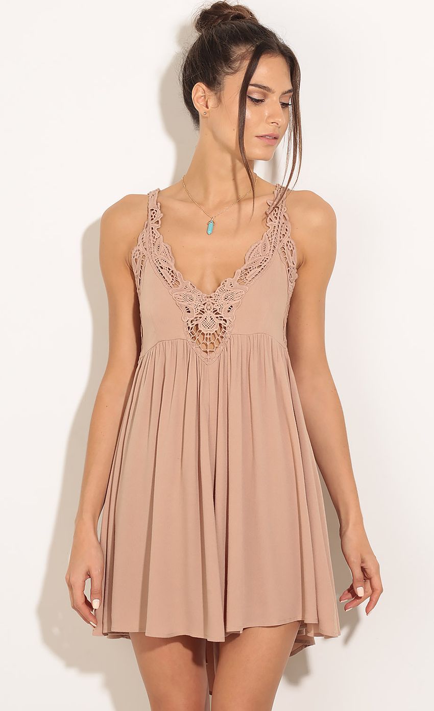 Picture Crochet Bodice Babydoll Dress In Sand. Source: https://media-img.lucyinthesky.com/data/Mar16_1/850xAUTO/0Y5A3284.JPG