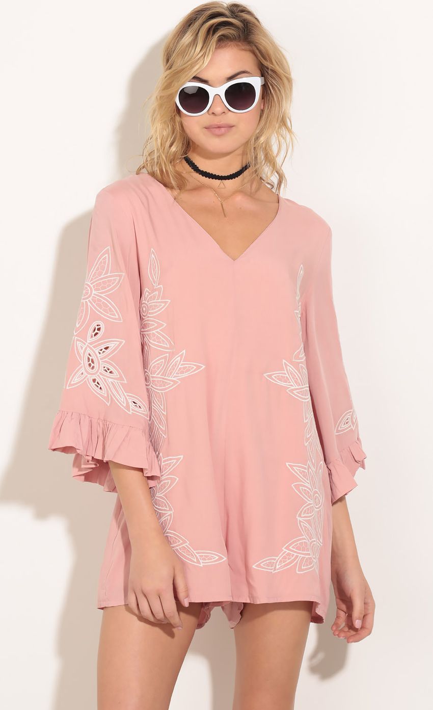 Picture Embroidered Romper In Pink. Source: https://media-img.lucyinthesky.com/data/Mar16_1/850xAUTO/0Y5A5605.JPG