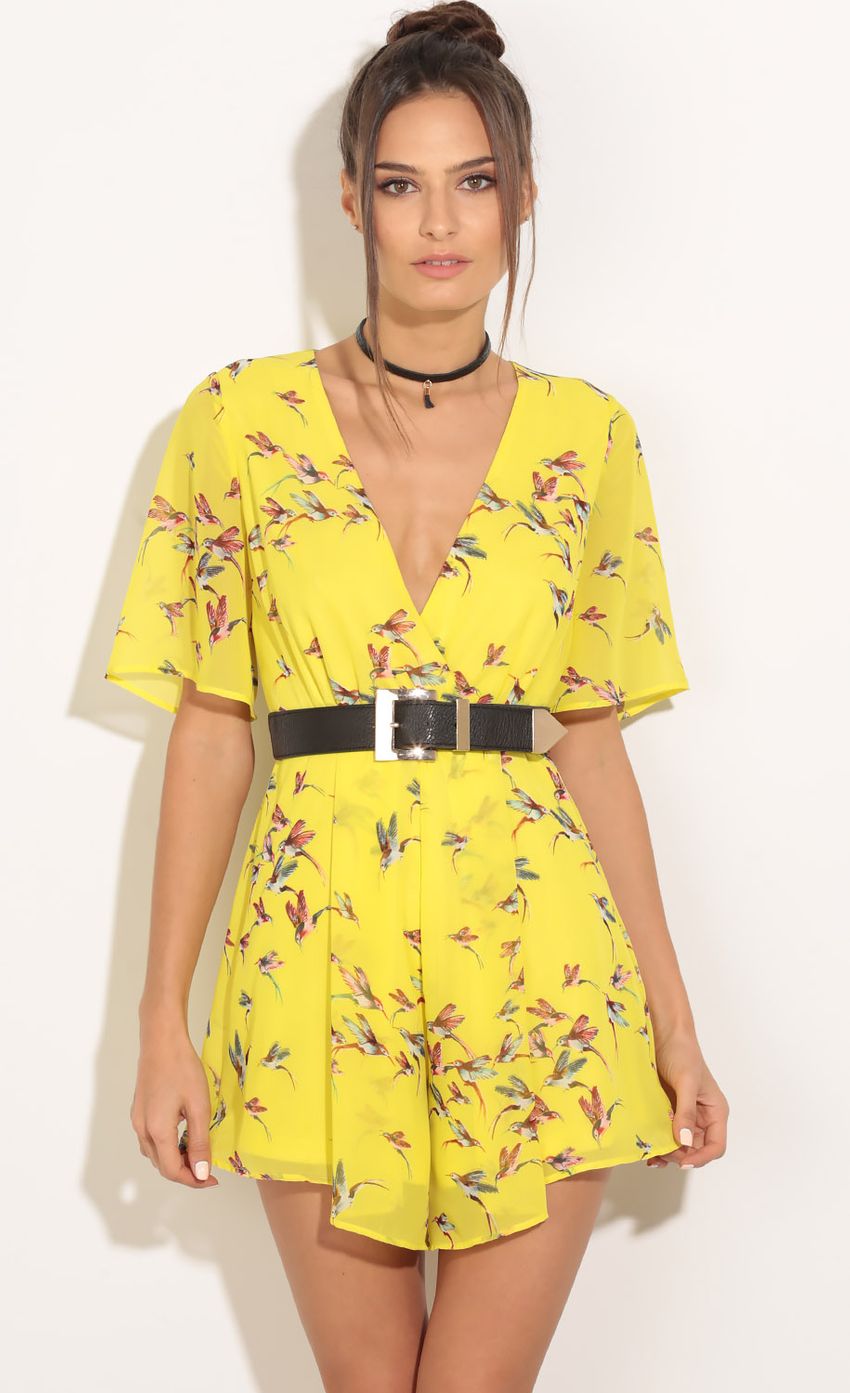 Picture For The Birds Romper In Canary Yellow. Source: https://media-img.lucyinthesky.com/data/Mar16_1/850xAUTO/0Y5A7008.JPG