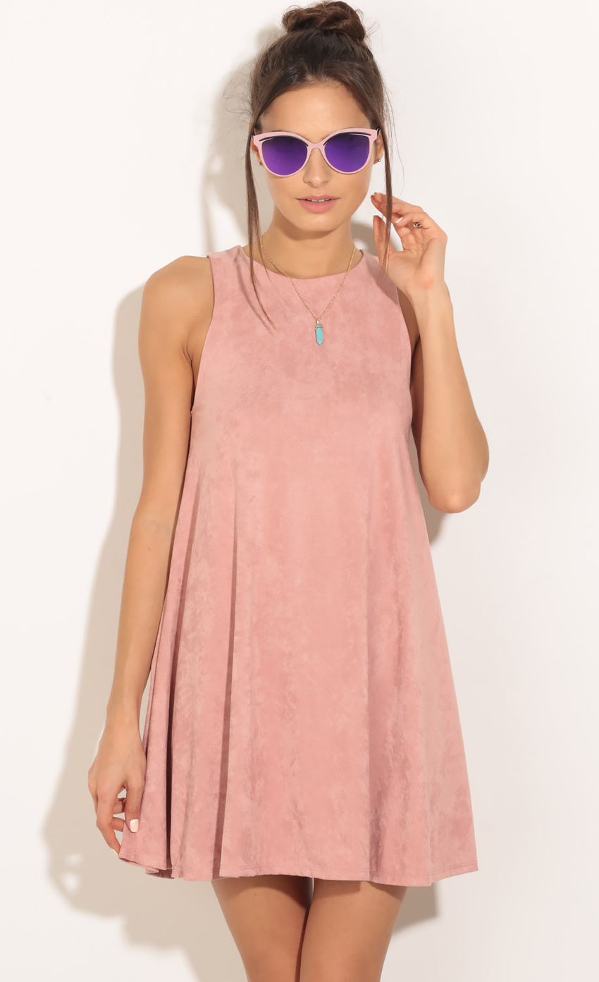 Picture Suede Shift Dress In Pink. Source: https://media-img.lucyinthesky.com/data/Mar16_1/850xAUTO/0Y5A8718.JPG