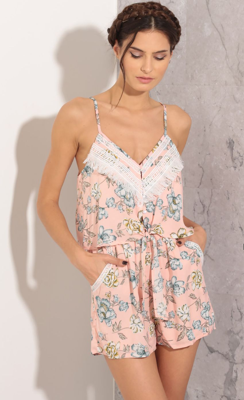 Picture Floral Print Romper In Blush. Source: https://media-img.lucyinthesky.com/data/Mar16_2/850xAUTO/0Y5A2927.JPG