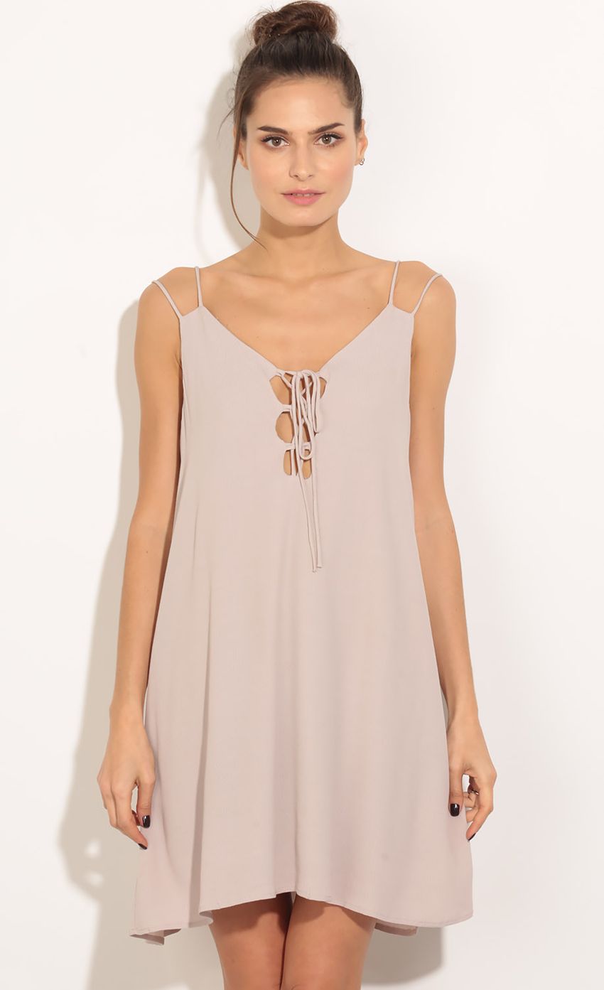 Picture Double Strap Shift Dress In Taupe. Source: https://media-img.lucyinthesky.com/data/Mar16_2/850xAUTO/0Y5A5280.JPG