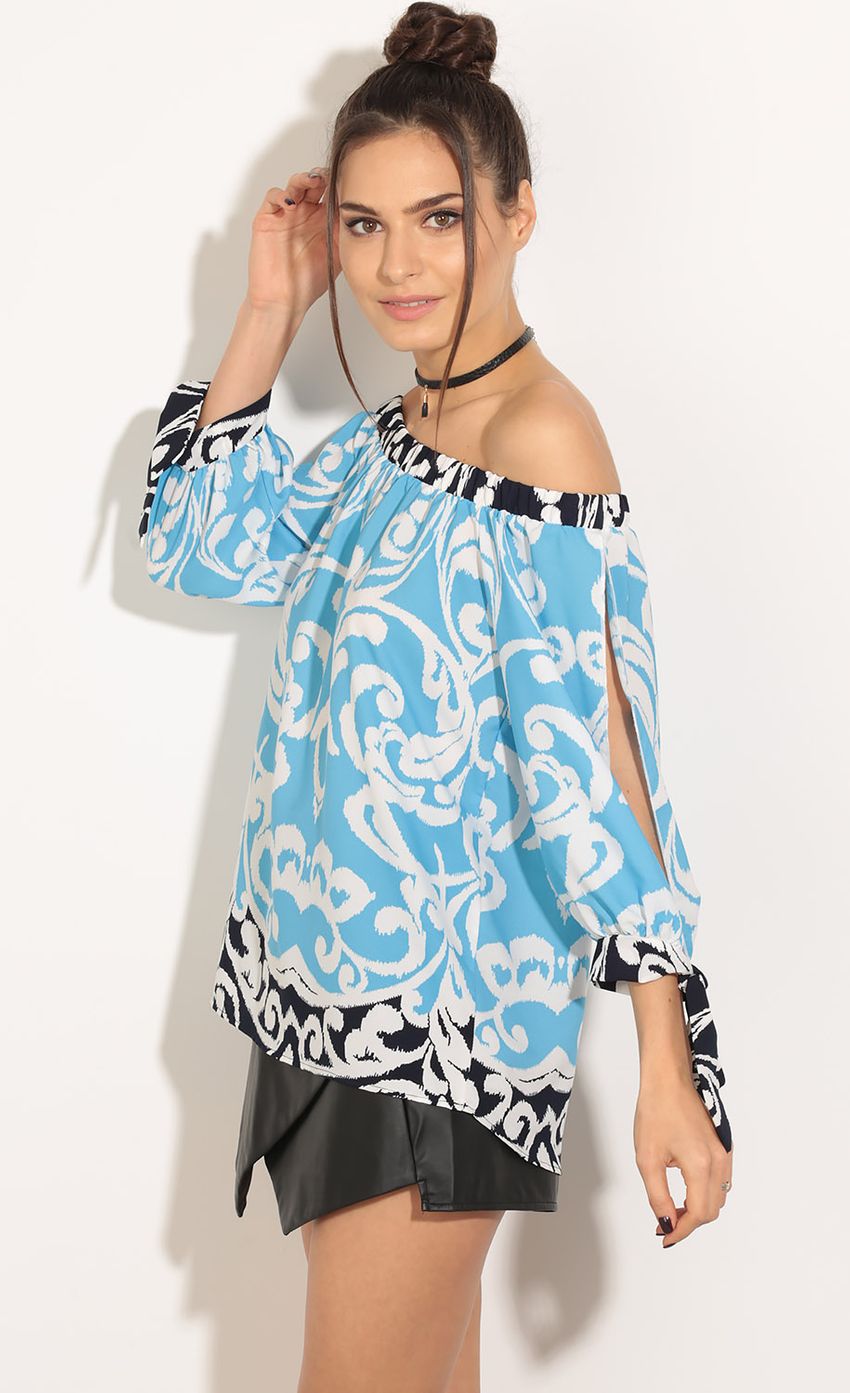 Picture Dual Color Baroque Inspired Top In Blue. Source: https://media-img.lucyinthesky.com/data/Mar16_2/850xAUTO/0Y5A5691.JPG