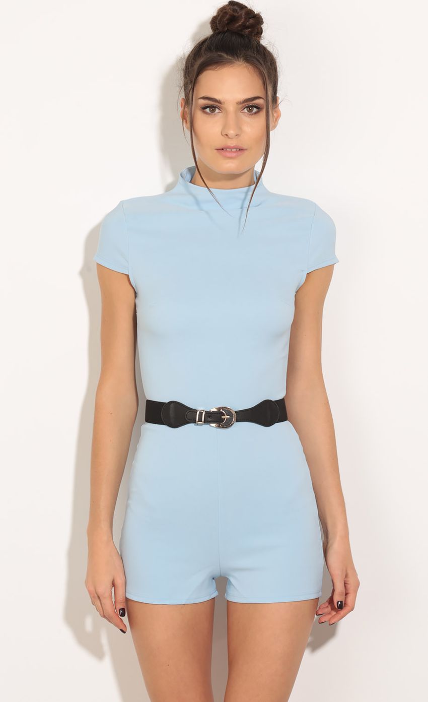 Picture High Neck Romper In Baby Blue. Source: https://media-img.lucyinthesky.com/data/Mar16_2/850xAUTO/0Y5A66071.JPG