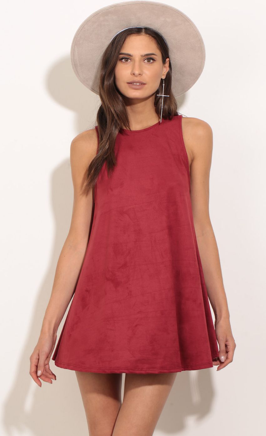 Picture Suede Shift Dress In Wine. Source: https://media-img.lucyinthesky.com/data/Mar17_1/850xAUTO/0Y5A5796.JPG