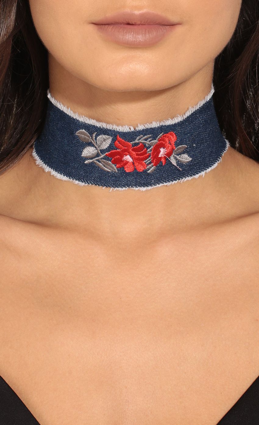Picture Floral Embroidered Denim Choker Necklace. Source: https://media-img.lucyinthesky.com/data/Mar17_1/850xAUTO/0Y5A7936.JPG