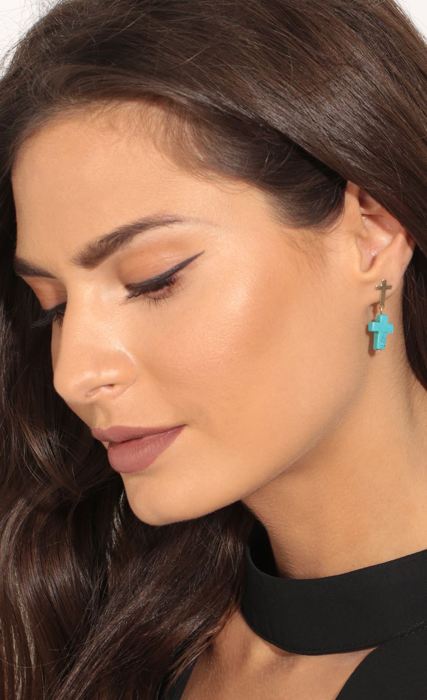Picture Double Cross Stone Earrings In Turquoise. Source: https://media-img.lucyinthesky.com/data/Mar17_2/850xAUTO/0Y5A8769.JPG