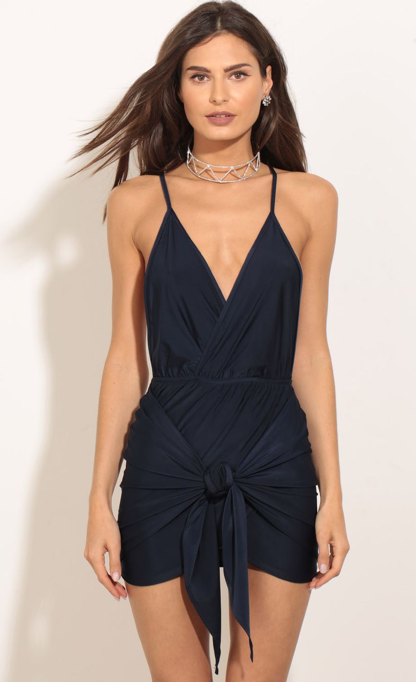 Picture Gathered Tie-Up Dress In Navy Blue. Source: https://media-img.lucyinthesky.com/data/Mar17_2/850xAUTO/0Y5A9363.JPG