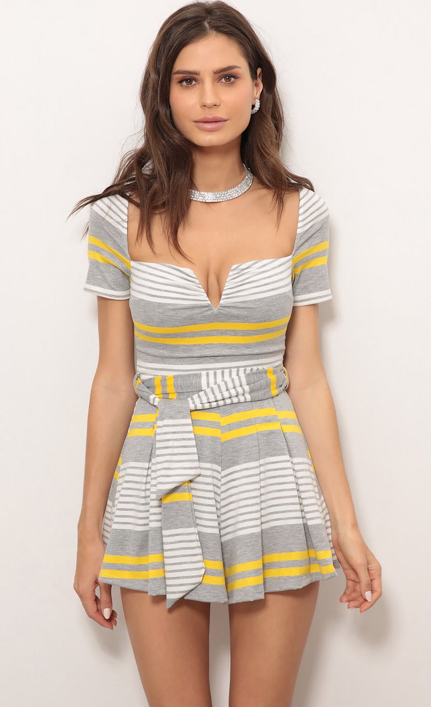 Picture Mi Amoré Romper In Yellow Stripes. Source: https://media-img.lucyinthesky.com/data/Mar18_2/850xAUTO/0Y5A9377.JPG
