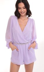 Picture Gia Balloon Sleeve Chiffon Romper in Royal. Source: https://media-img.lucyinthesky.com/data/Mar20_1/150xAUTO/781A8987.JPG
