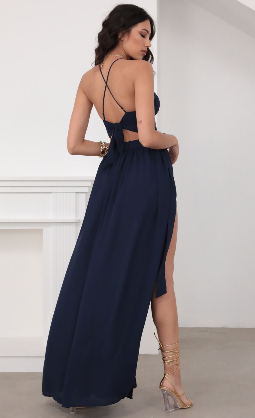 Picture Lace Chiffon Maxi Set in Navy. Source: https://media-img.lucyinthesky.com/data/Mar20_2/850xAUTO/781A5932.JPG