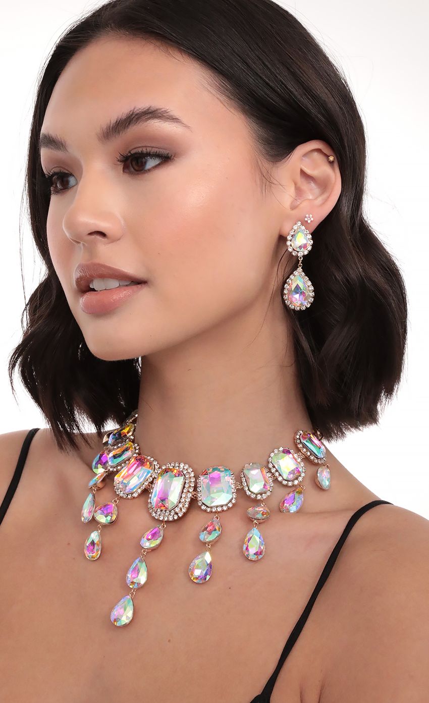 Picture Waterfall Iridescent Crystal Necklace &amp; Earrings. Source: https://media-img.lucyinthesky.com/data/Mar20_2/850xAUTO/781A6963.JPG