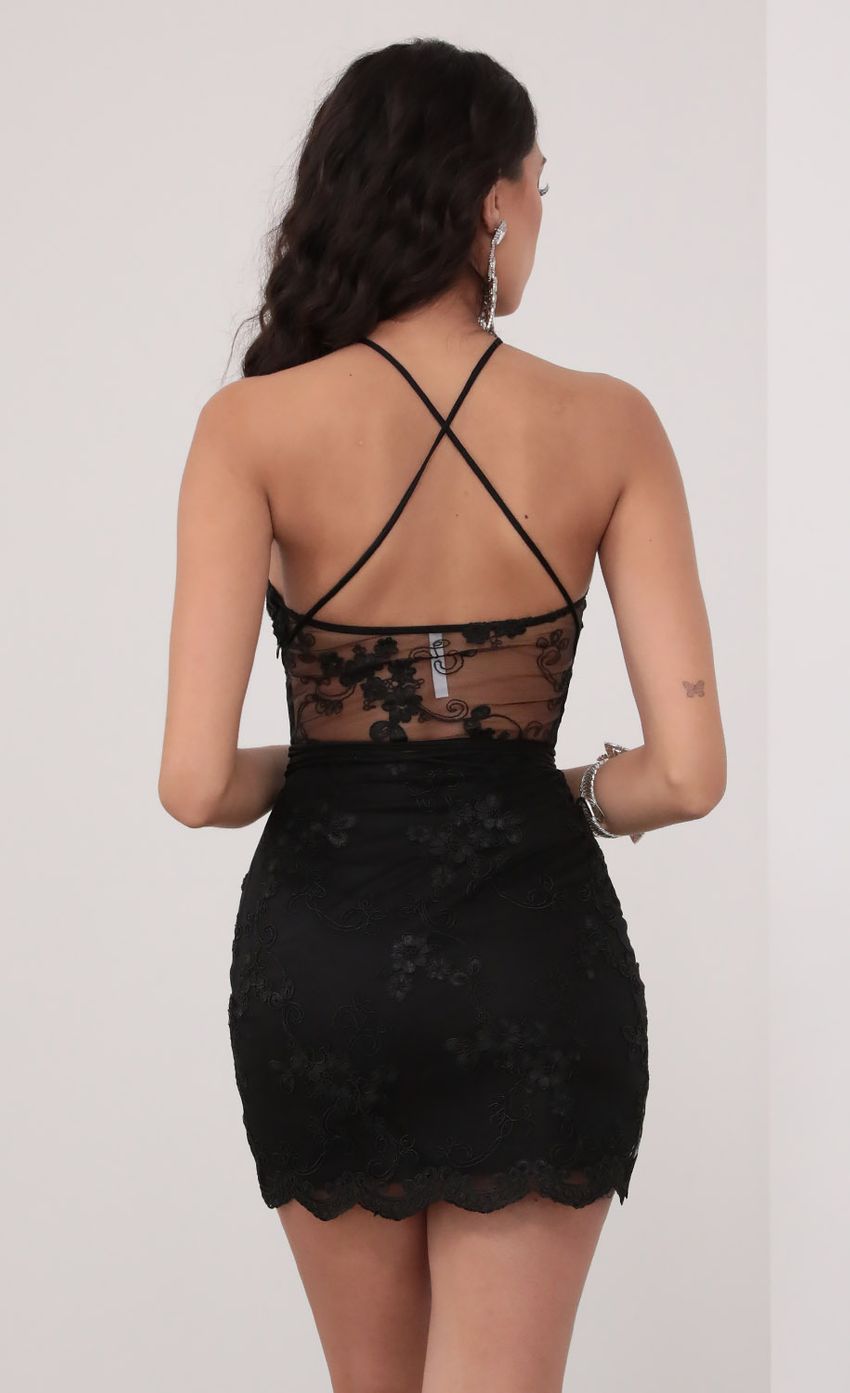 Picture Camila Scallop Lace Bodycon in Black. Source: https://media-img.lucyinthesky.com/data/Mar20_2/850xAUTO/781A7948.JPG