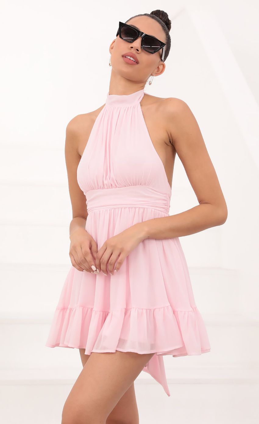 Picture Liv Halter Chiffon Dress in Pink. Source: https://media-img.lucyinthesky.com/data/Mar21_1/850xAUTO/1V9A4162.JPG