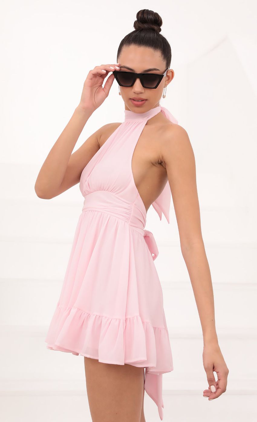 Picture Liv Halter Chiffon Dress in Pink. Source: https://media-img.lucyinthesky.com/data/Mar21_1/850xAUTO/1V9A4182.JPG