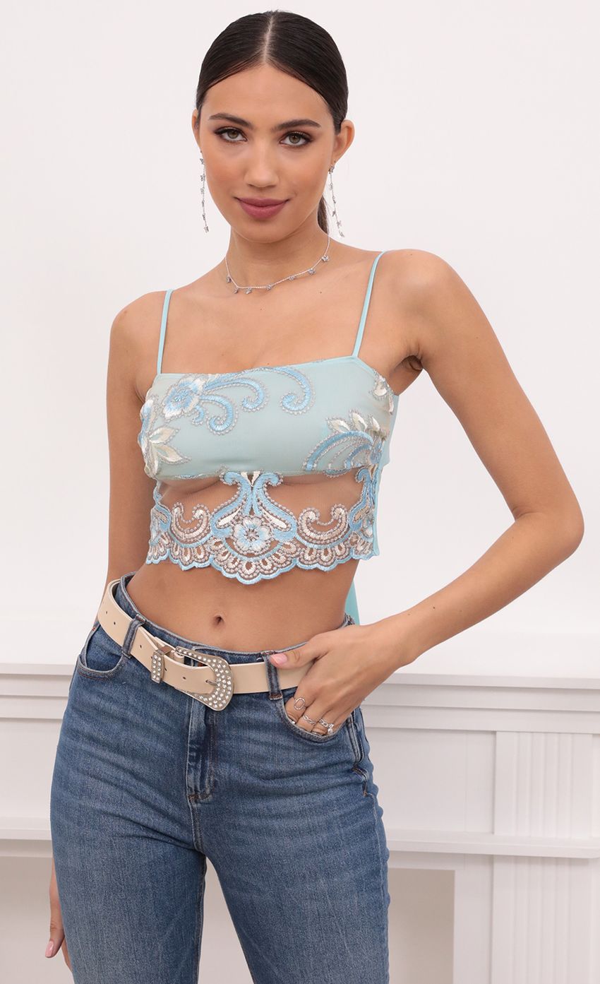 Picture Roma Top in Aqua and Off White Lace. Source: https://media-img.lucyinthesky.com/data/Mar21_1/850xAUTO/1V9A4451.JPG