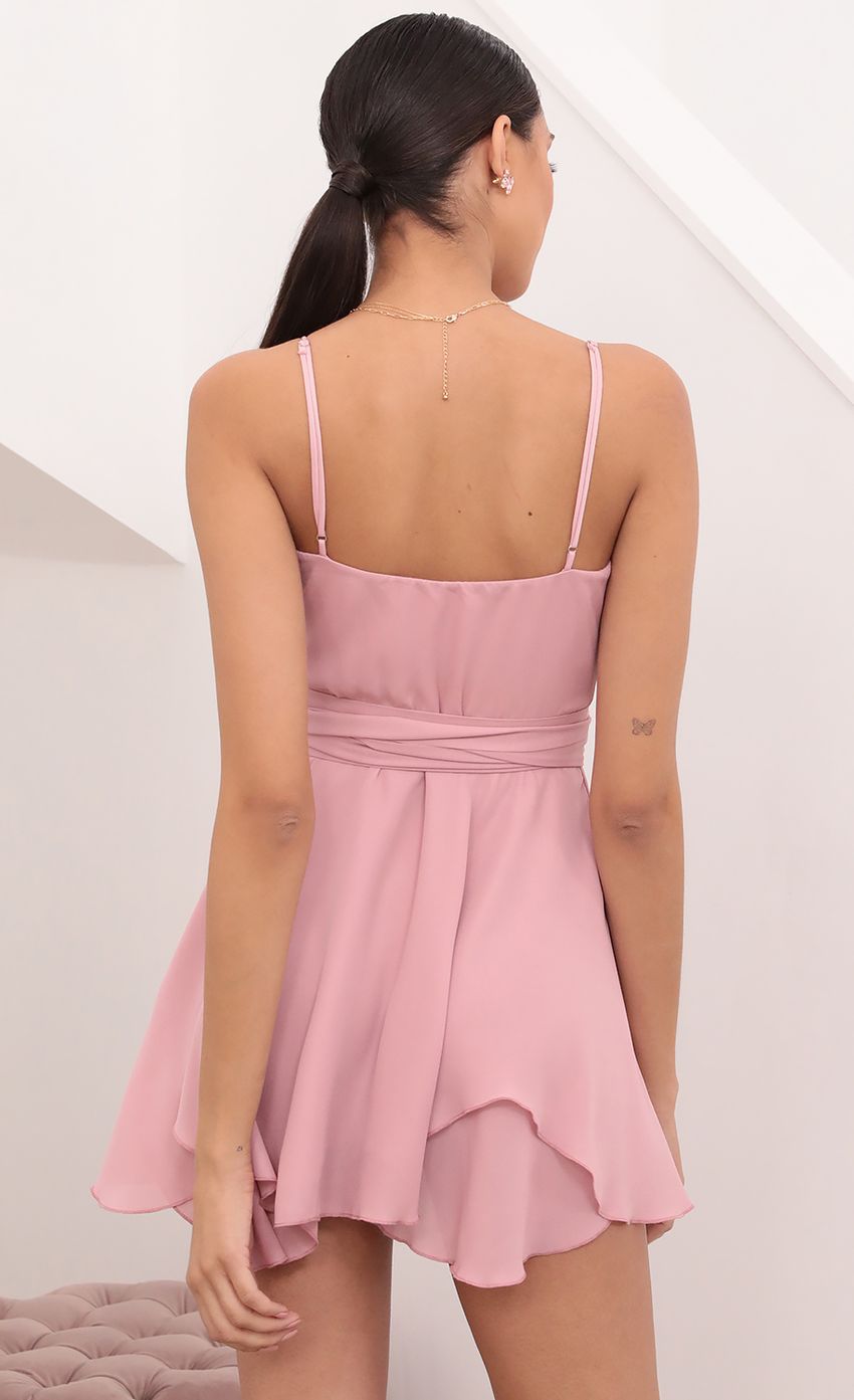 Picture Wrap Skater Dress in Pink. Source: https://media-img.lucyinthesky.com/data/Mar21_1/850xAUTO/1V9A6491.JPG