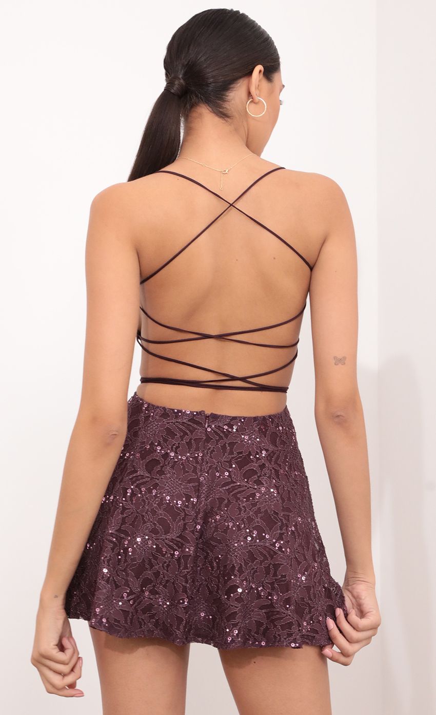 Picture Cutout A-line Dress in Aubergine Lace. Source: https://media-img.lucyinthesky.com/data/Mar21_1/850xAUTO/1V9A7748_2_COPY.JPG