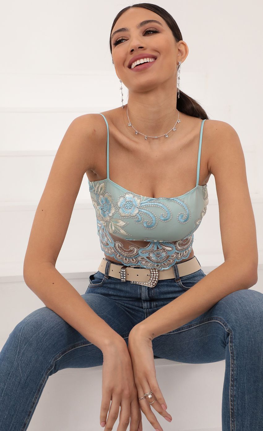 Picture Roma Top in Aqua and Off White Lace. Source: https://media-img.lucyinthesky.com/data/Mar21_1/850xAUTO/AT2A9569.JPG