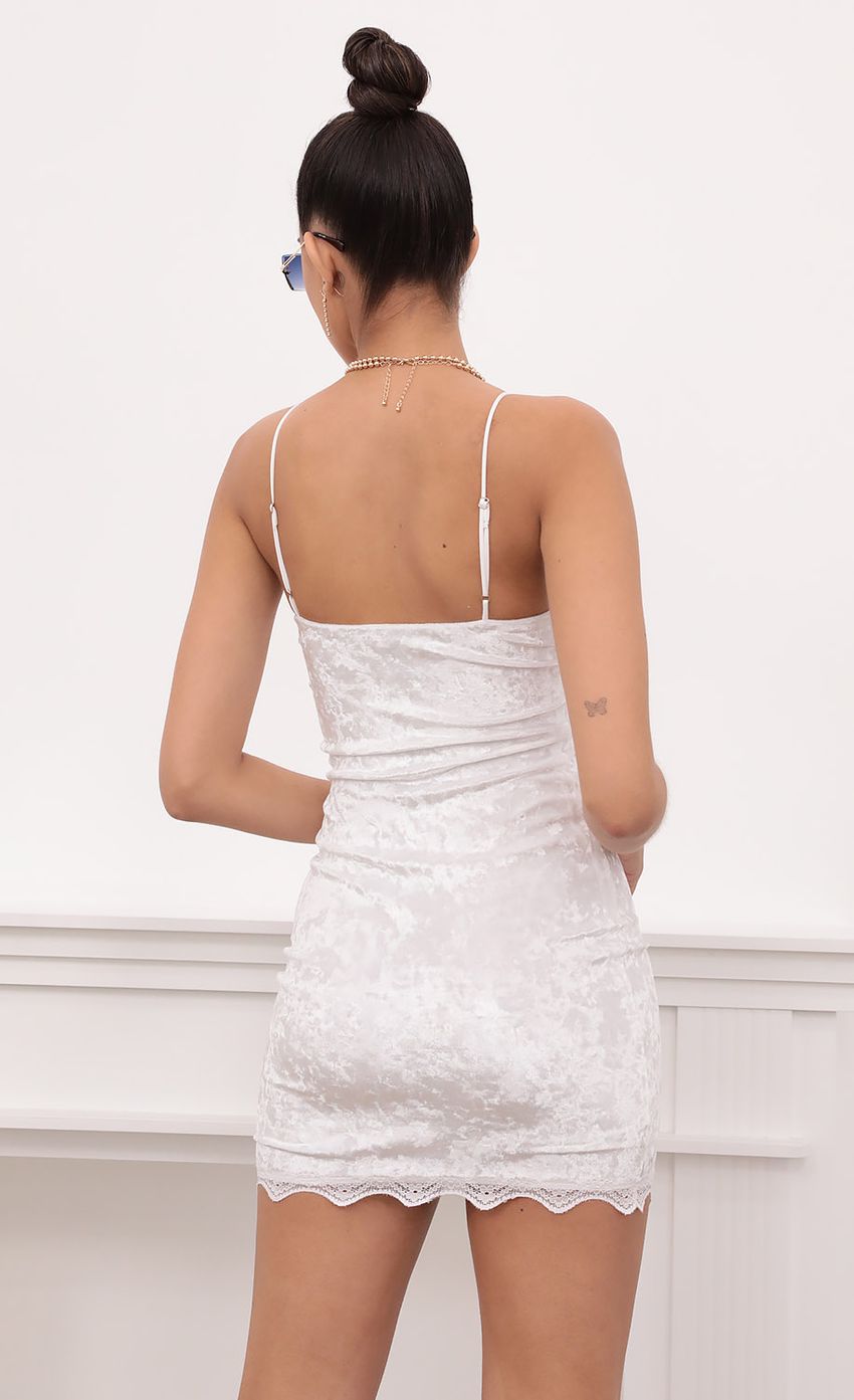 Picture Lace Bodycon Velvet Dress In White. Source: https://media-img.lucyinthesky.com/data/Mar21_2/850xAUTO/1V9A1230.JPG