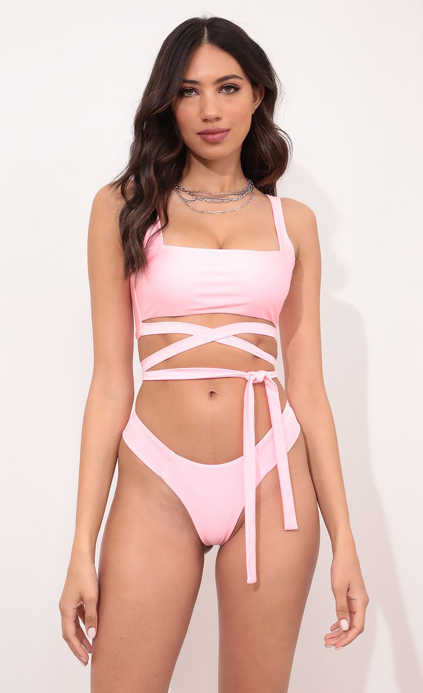Picture Fiji Front Tie Bikini Set in Neon Pink. Source: https://media-img.lucyinthesky.com/data/Mar21_2/850xAUTO/1V9A1421.JPG
