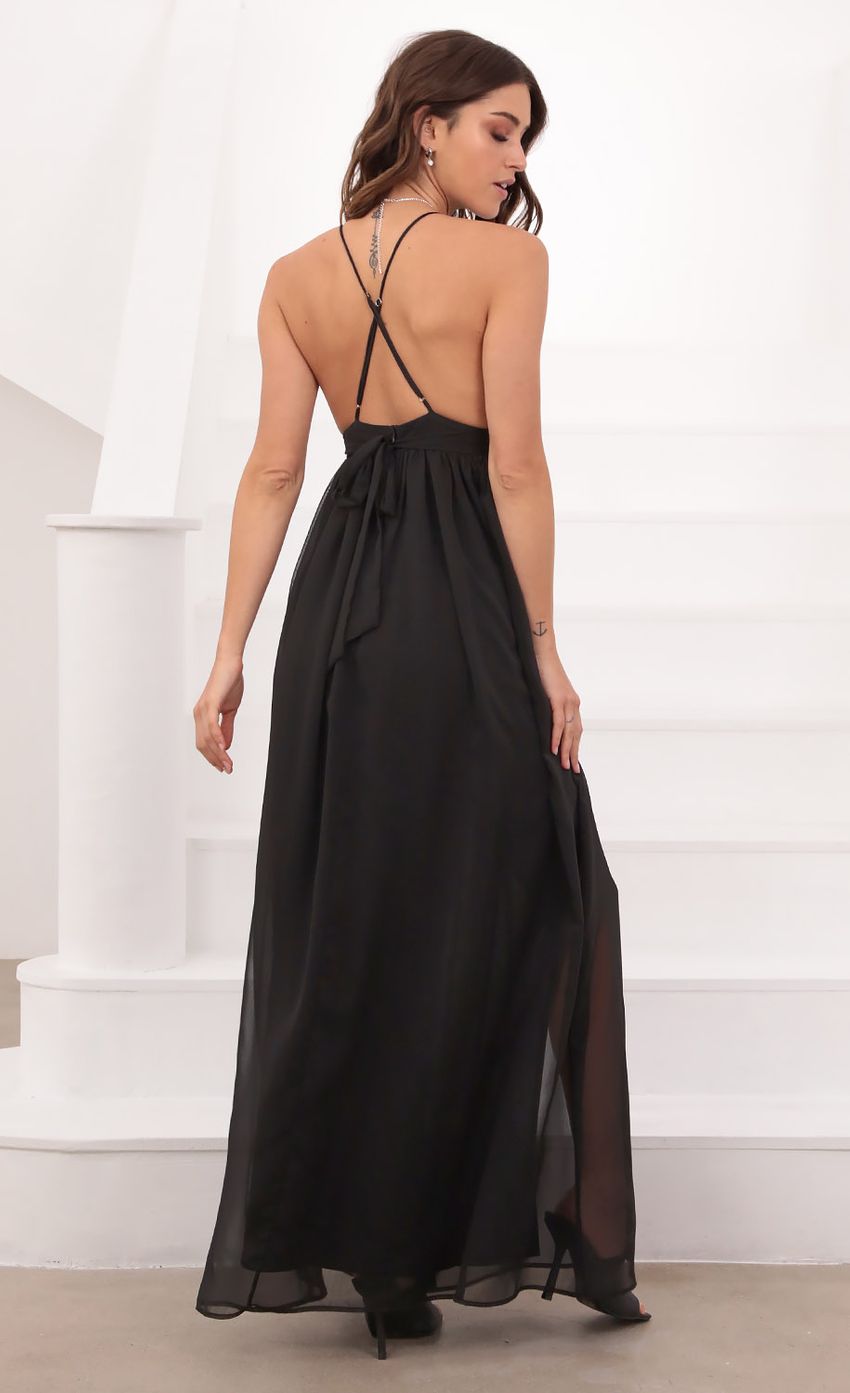 Picture Black Chiffon Slit Maxi Dress. Source: https://media-img.lucyinthesky.com/data/Mar21_2/850xAUTO/1V9A2030.JPG