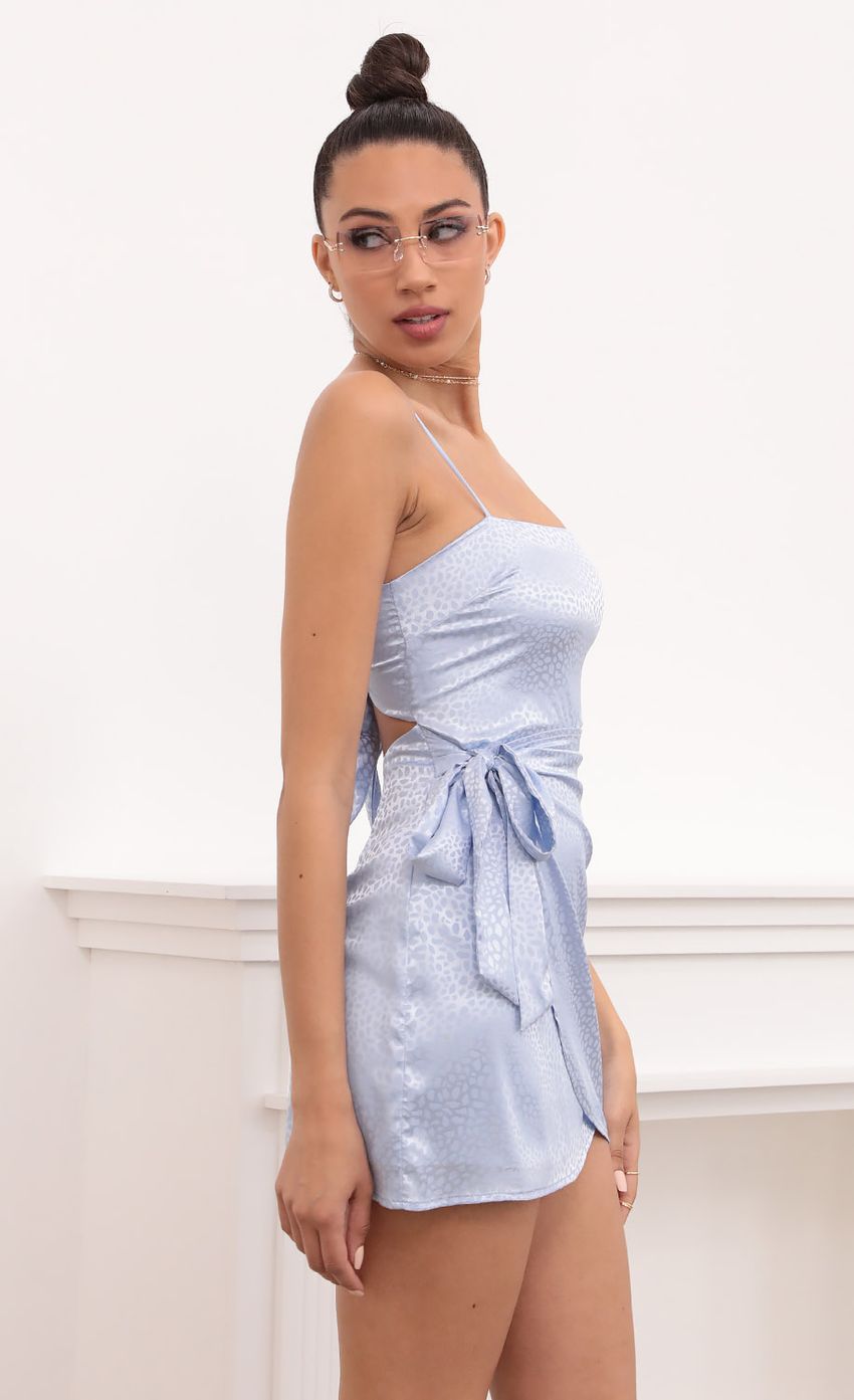 Picture Double Tie Satin Wrap Dress In Light Blue Leopard Jacquard Print. Source: https://media-img.lucyinthesky.com/data/Mar21_2/850xAUTO/1V9A3453.JPG